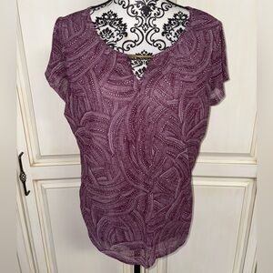 Croft & Barrow Size PXL Two-Tone Purple Geometric Design Short Sleeve Blouse